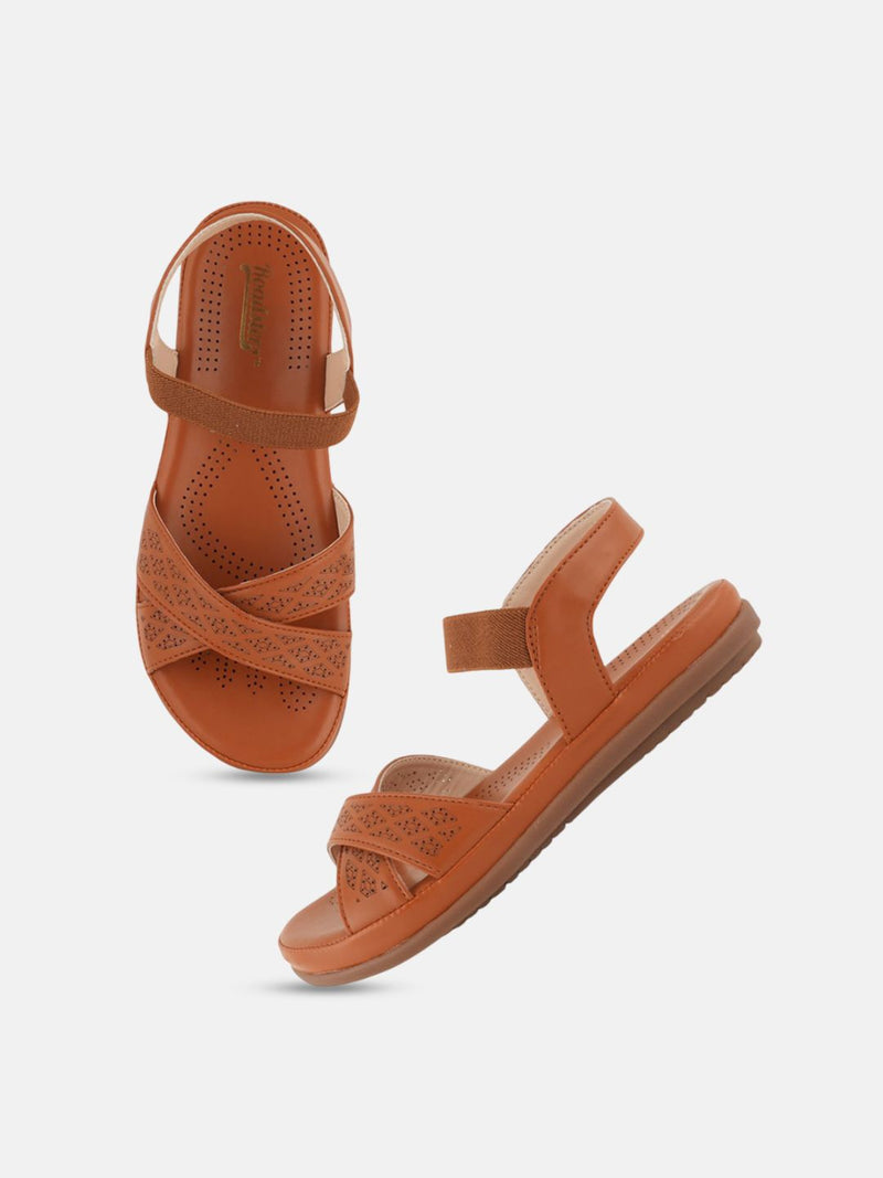 The Roadster Lifestyle Co. Women Textured Open Toe Flats with Laser Cuts