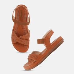 The Roadster Lifestyle Co. Women Textured Open Toe Flats with Laser Cuts
