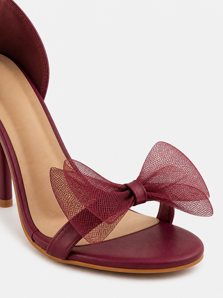 Maroon Solid Sandals Stiletto Heels