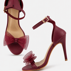 Maroon Solid Sandals Stiletto Heels