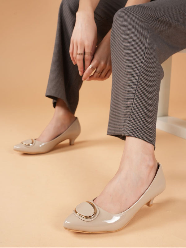 Mast & Harbour Women Party Kitten Pumps with Buckles