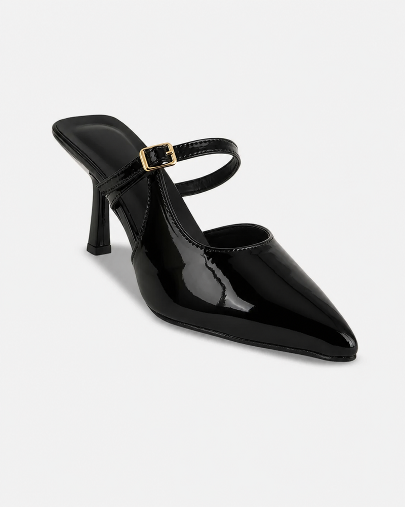 SheTop Black Women Party Stiletto Sandals With Buckles
