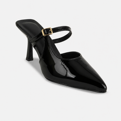 SheTop Black Women Party Stiletto Sandals With Buckles