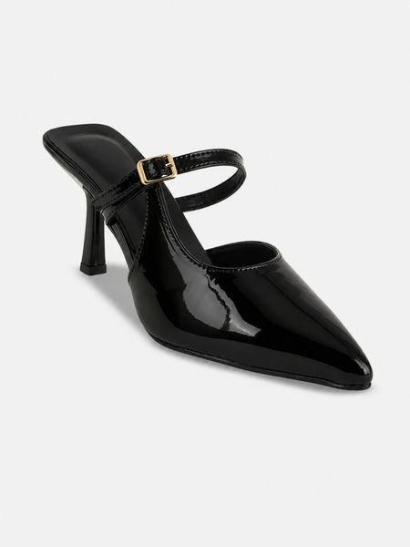 SheTop Black Women Party Stiletto Sandals With Buckles
