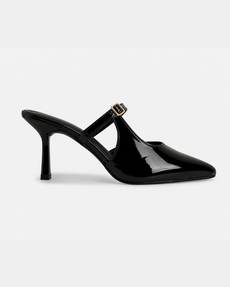 SheTop Black Women Party Stiletto Sandals With Buckles