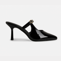 SheTop Black Women Party Stiletto Sandals With Buckles