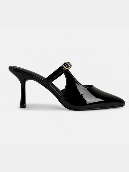 SheTop Black Women Party Stiletto Sandals With Buckles