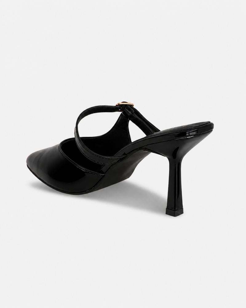 SheTop Black Women Party Stiletto Sandals With Buckles