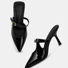 SheTop Black Women Party Stiletto Sandals With Buckles
