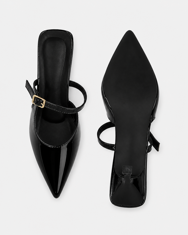 SheTop Black Women Party Stiletto Sandals With Buckles