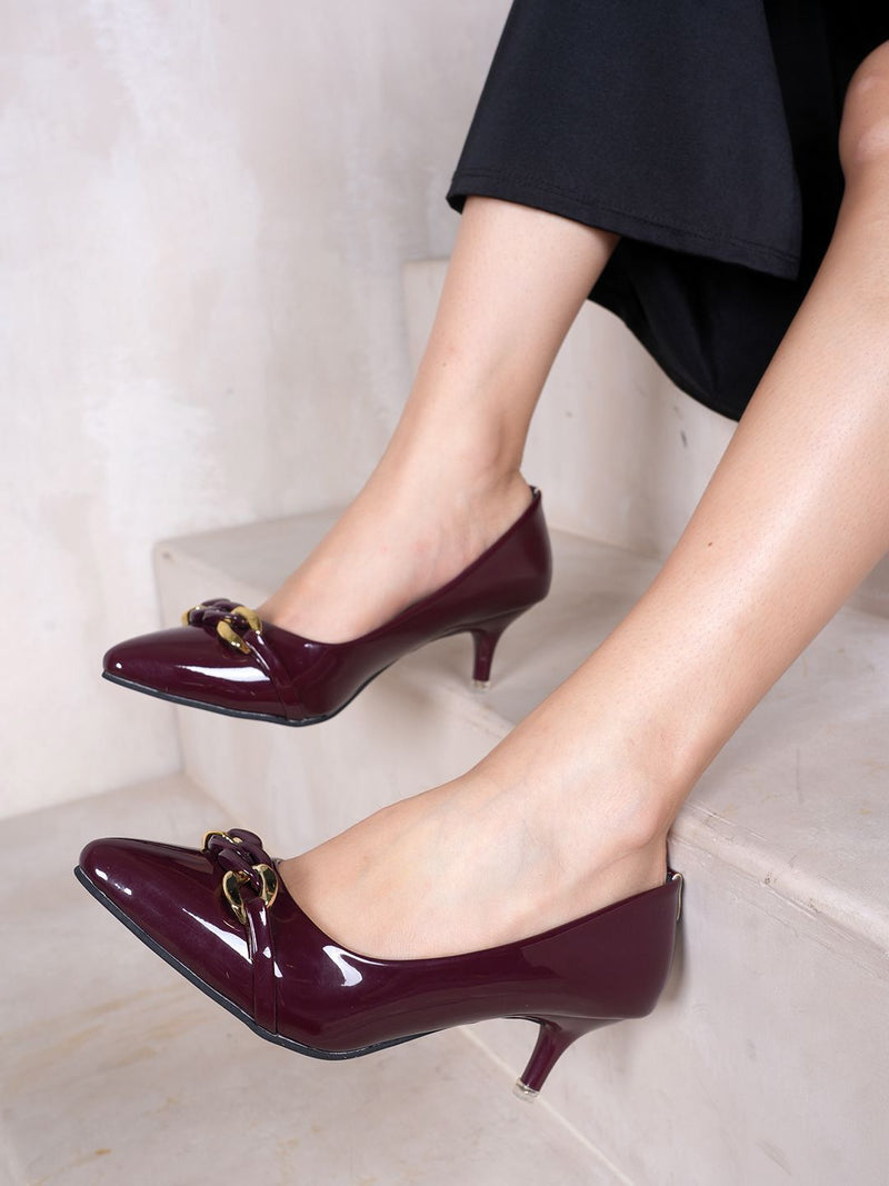 Mast & Harbour Women Pointed Toe Kitten Heel Pumps