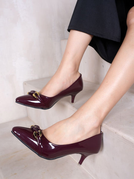 Mast & Harbour Women Pointed Toe Kitten Heel Pumps