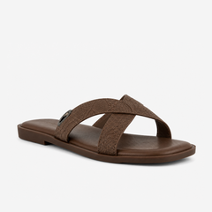 Brown Open Toe Flats