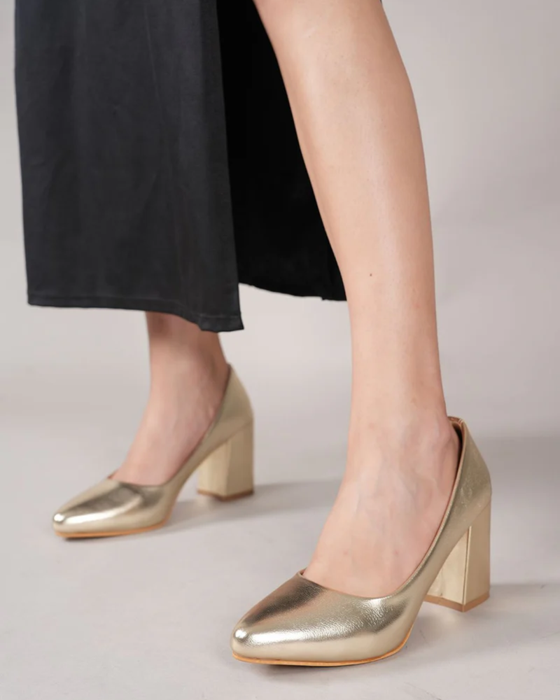 Shetop Women Pointed Toe Party Block Pumps