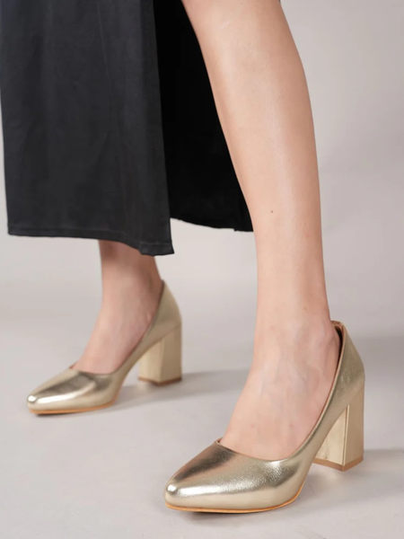 Shetop Women Pointed Toe Party Block Pumps