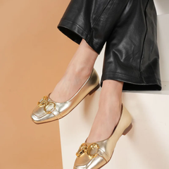 Shetop Women Party Mojaris with Buckles Flats