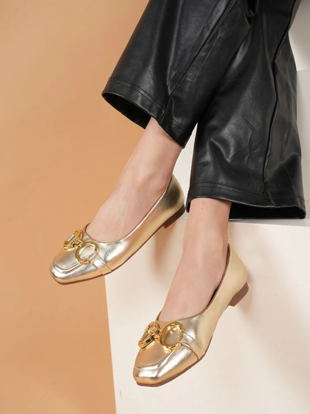 Shetop Women Party Mojaris with Buckles Flats