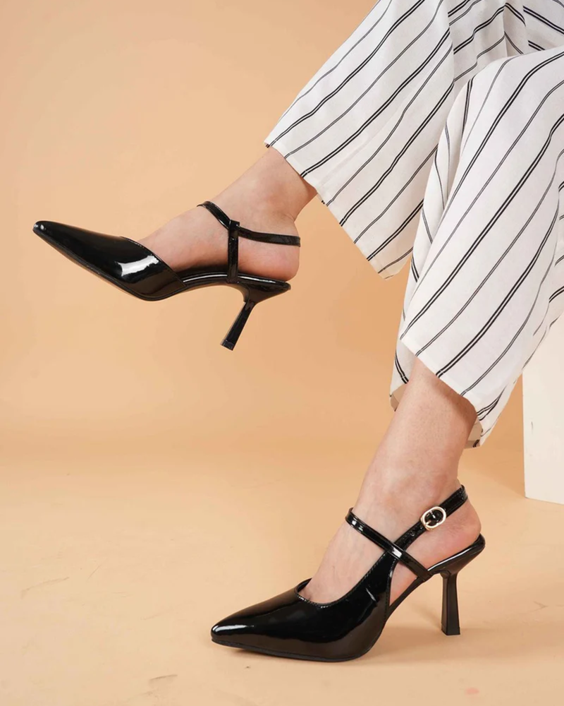 Shetop Women Slingback Party Kitten Heel Pumps