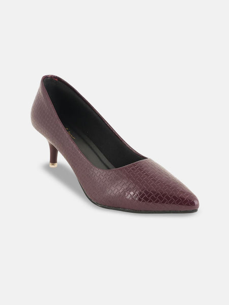 Mast & Harbour Women Textured Slim Heeled Pumps