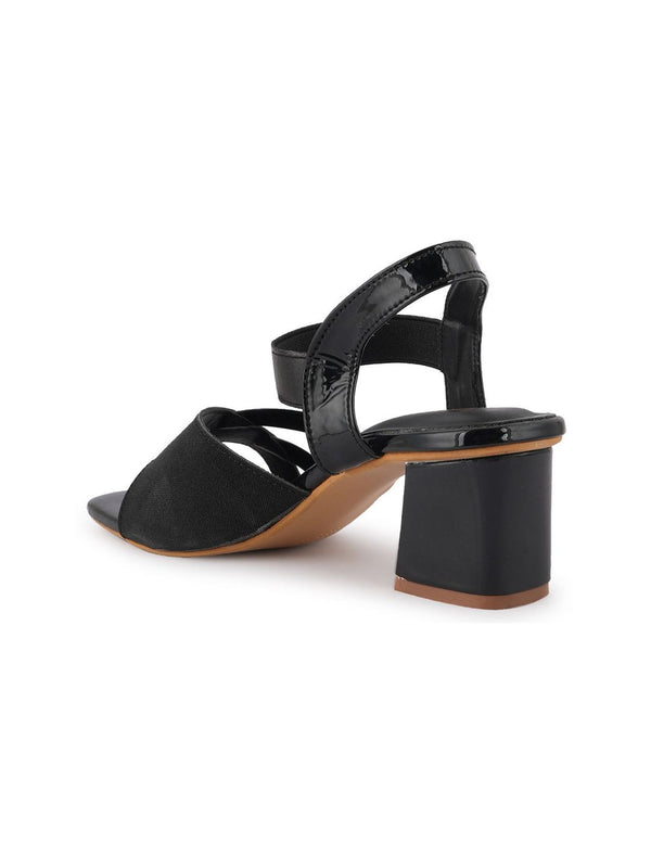 Anouk Black Block Open Toe Heels