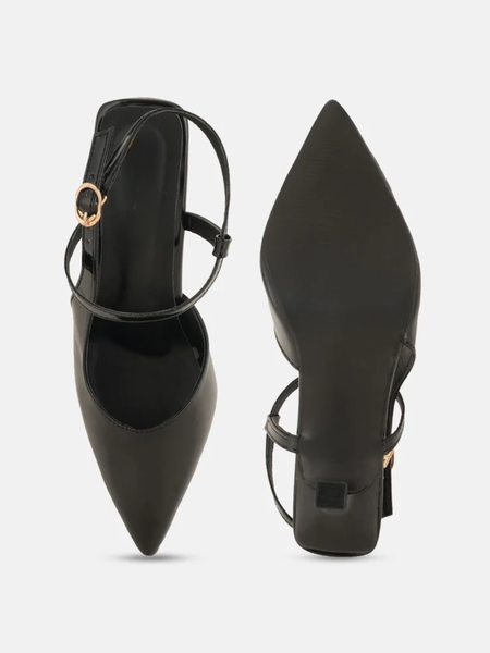 Shetop Women Slingback Party Kitten Heel Pumps