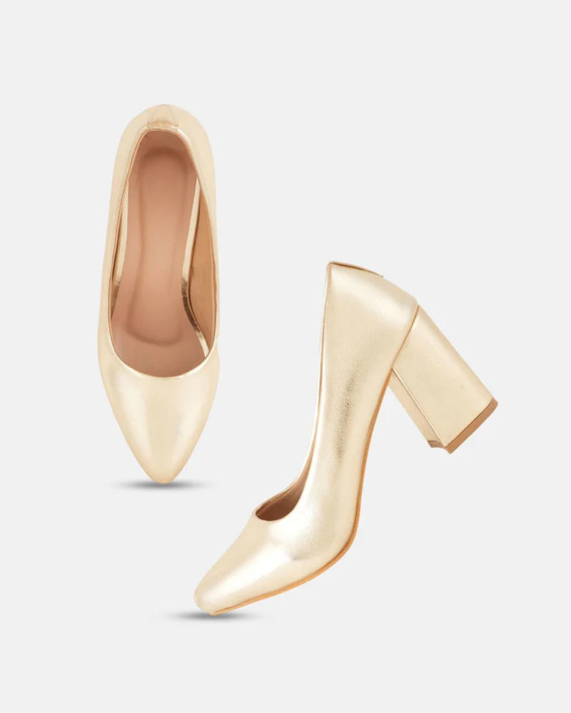 Shetop Women Pointed Toe Party Block Pumps