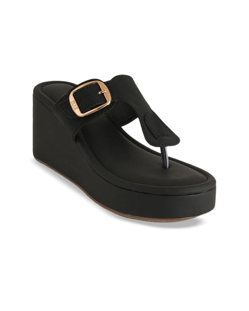 Mast & Harbour Women Party Wedge Sandals with Buckles