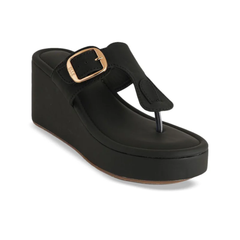 Mast & Harbour Women Party Wedge Sandals with Buckles