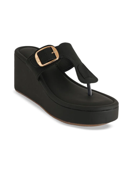 Mast & Harbour Women Party Wedge Sandals with Buckles