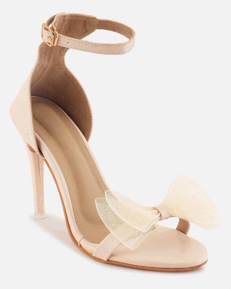 Cream Solid Sandals Stiletto Heels