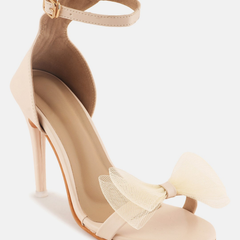 Cream Solid Sandals Stiletto Heels