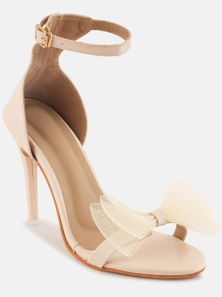 Cream Solid Sandals Stiletto Heels