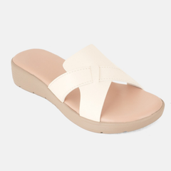 SheTop White Solid Open Back Pumps