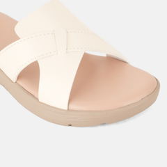 SheTop White Solid Open Back Pumps