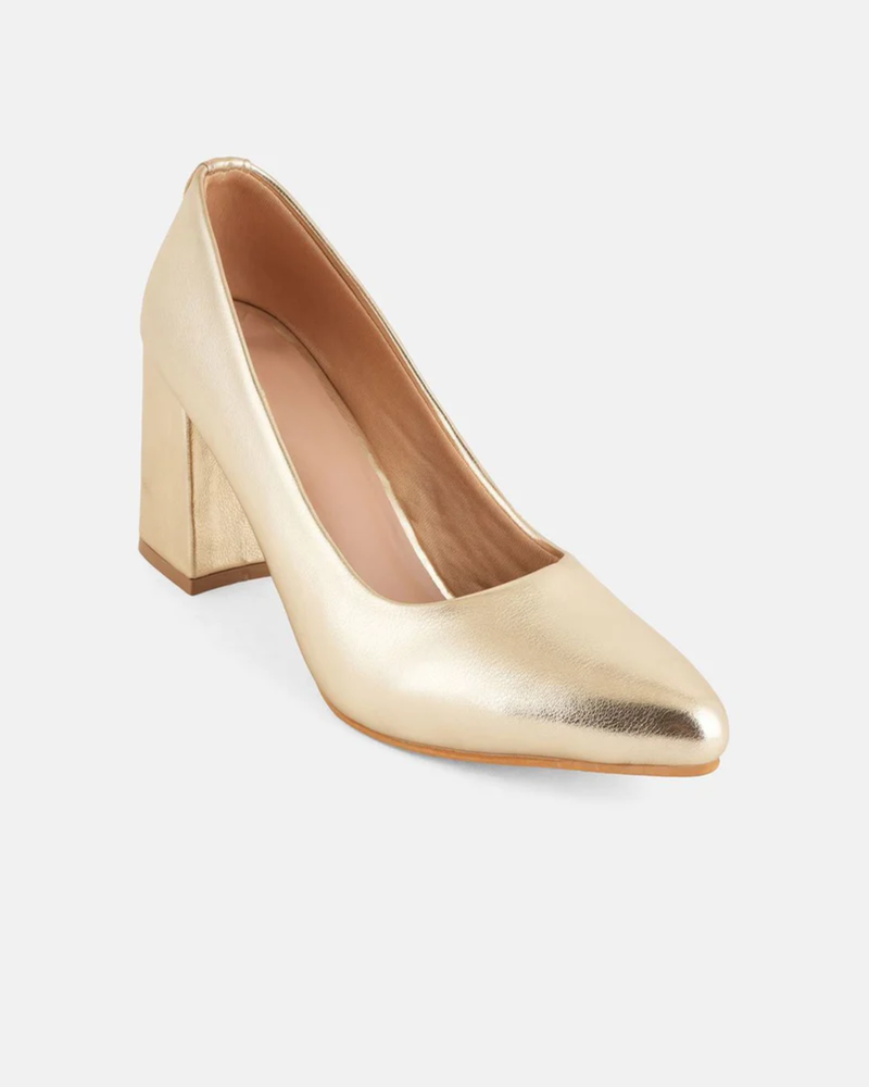 Shetop Women Pointed Toe Party Block Pumps