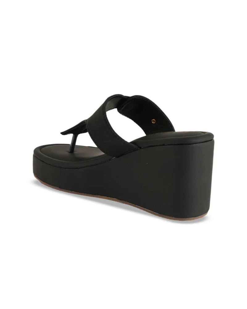 Mast & Harbour Women Party Wedge Sandals with Buckles