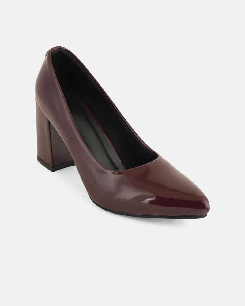 Shetop Women Pointed Toe Block Heels Pumps