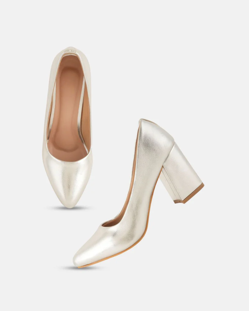 Shetop Women Textured Block Pumps Heels