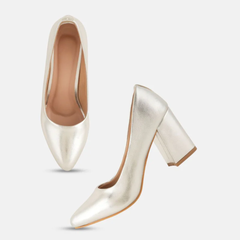 Shetop Women Textured Block Pumps Heels