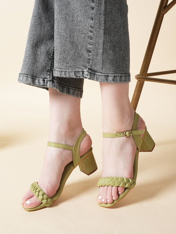 Mast & Harbour Textured Open Toe Block Heels