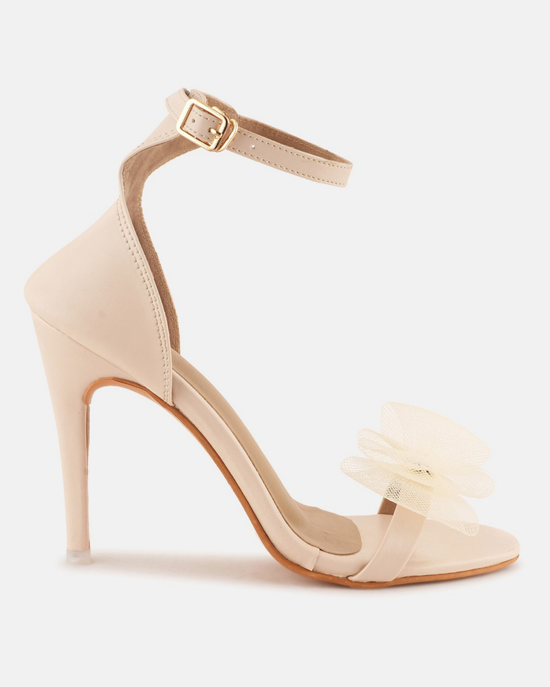 Cream Solid Sandals Stiletto Heels