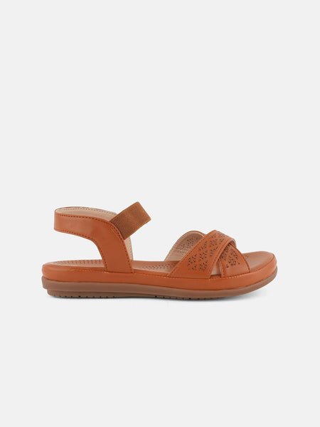 The Roadster Lifestyle Co. Women Textured Open Toe Flats with Laser Cuts