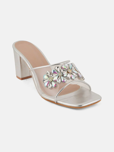 Shetop Embellished  Synthetic Block Heel Sandals
