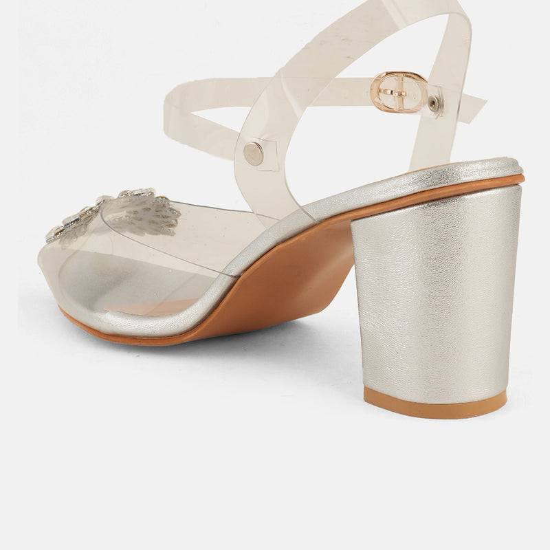 SHETOP Embellished Block Heel Sandals
