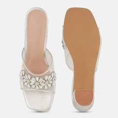 Shetop Embellished  Synthetic Block Heel Sandals