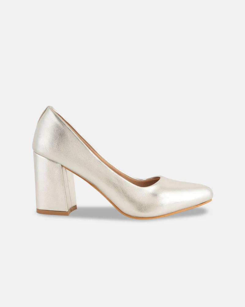 Shetop Women Textured Block Pumps Heels