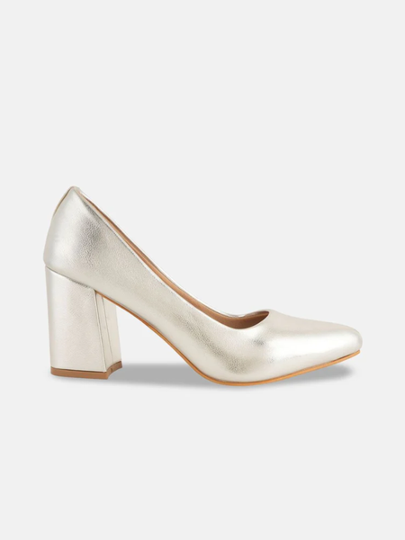 Shetop Women Textured Block Pumps Heels