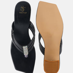 SHETOP Embellished Block Heel Sandals