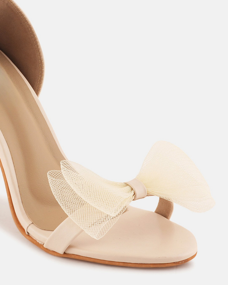 Cream Solid Sandals Stiletto Heels