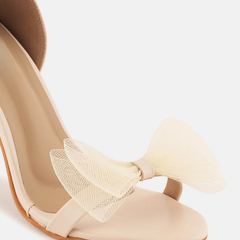 Cream Solid Sandals Stiletto Heels